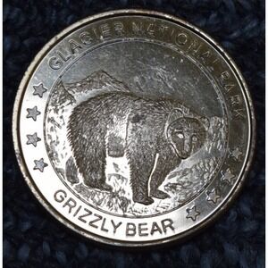 Vintage Glacier National Park Grizzly Bear Tourist Sovenier Coin Token Gold